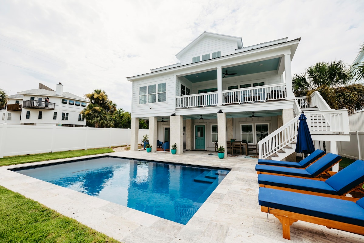New Tybee Beach House & Private Pool & Ocean Views