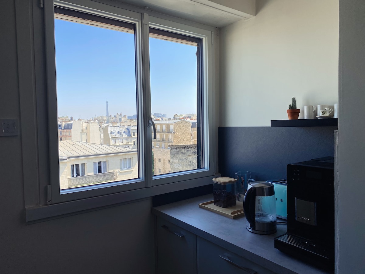 Chambre avec magnifique vue Tour Eiffel