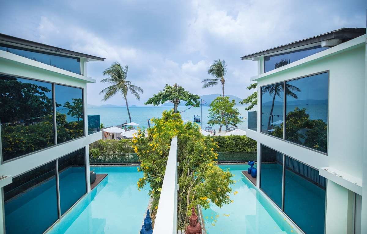 【Beach Front】海景沙滩别墅，私人泳池，免费早餐，女佣每日清洁，生活方便交通便利