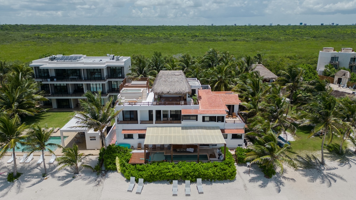 Luxury Beachfront Villa at Tulum for 12+ Guests