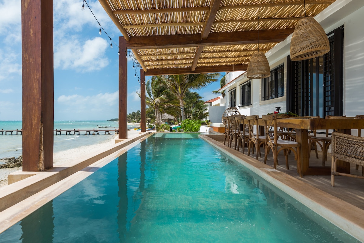 Luxury Beachfront Villa at Tulum for 12+ Guests