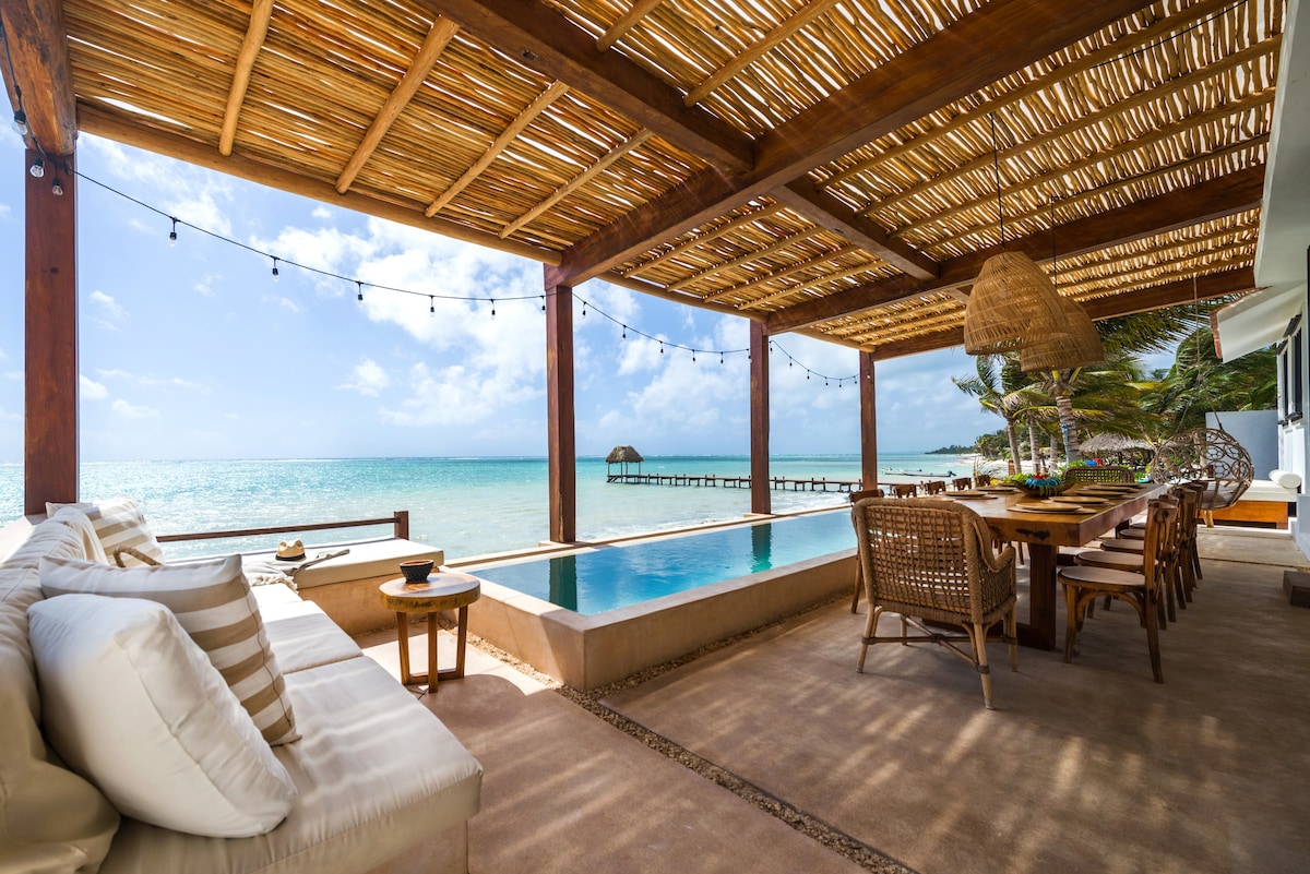 Luxury Beachfront Villa at Tulum for 12+ Guests