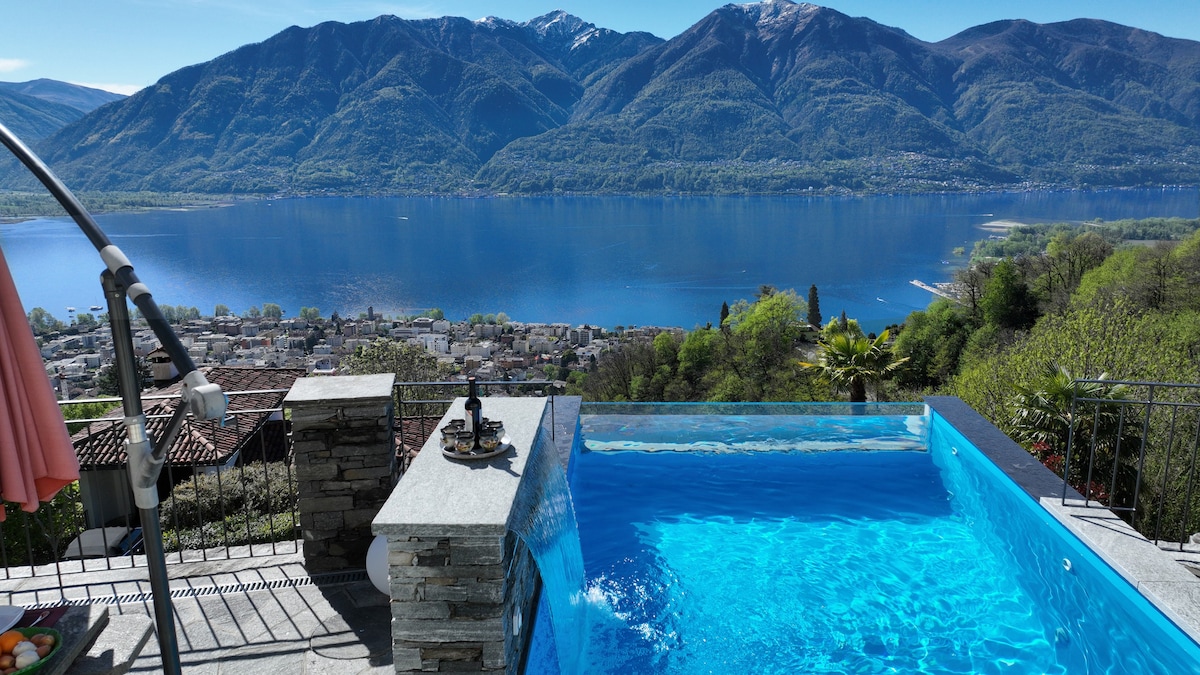 Ticino House、湖景、按摩浴缸和泳池