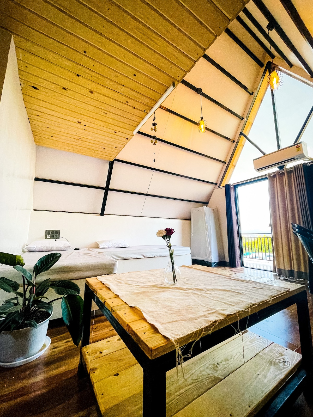 A-Frame Haven: Poolside Bliss, Mountain Views!