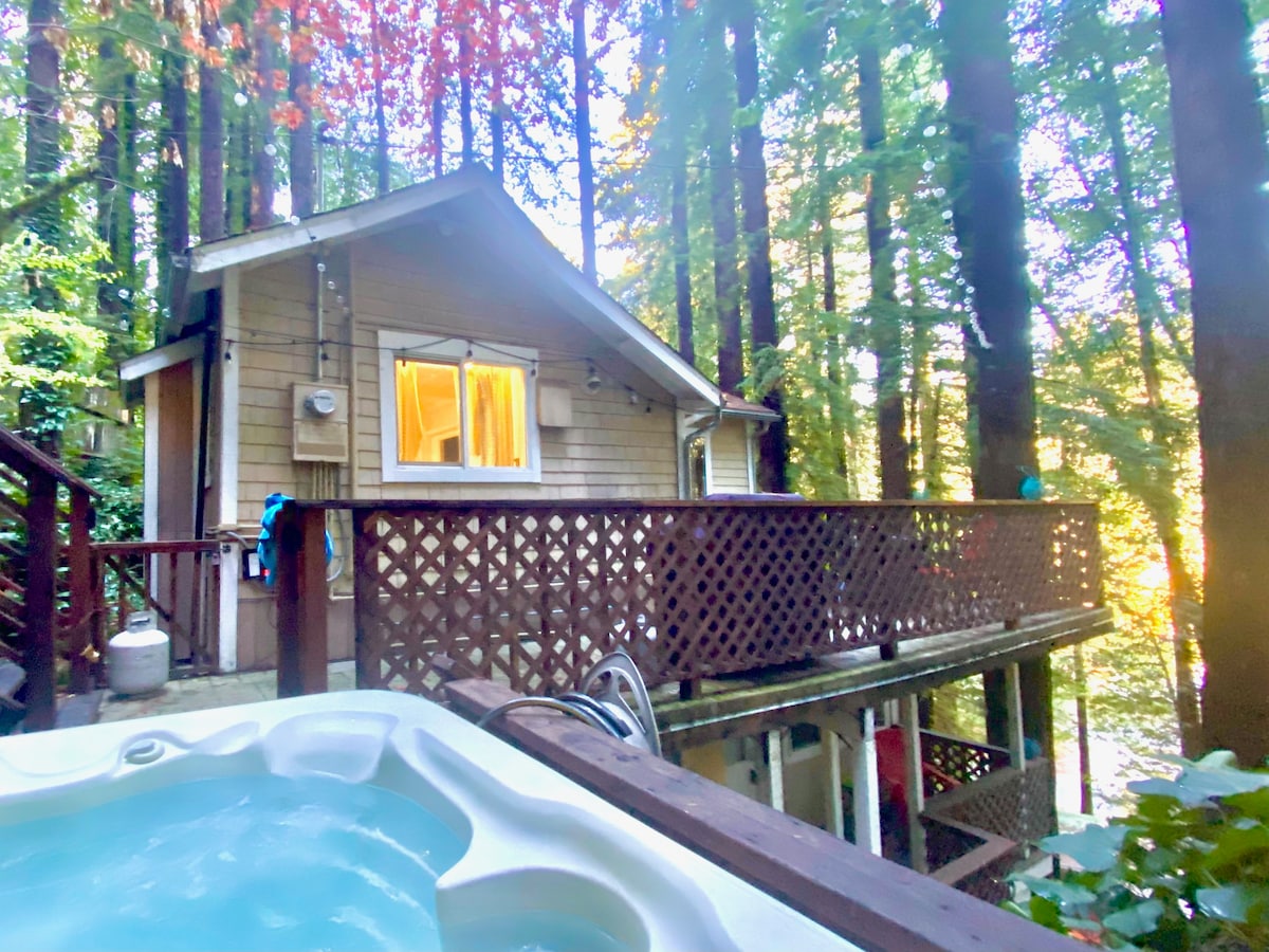 Peaceful Redwood Retreat ~ HOT TUB ~ Dog Friendly