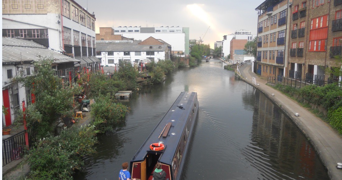 Double Bed in Canalside Loft, Hackney