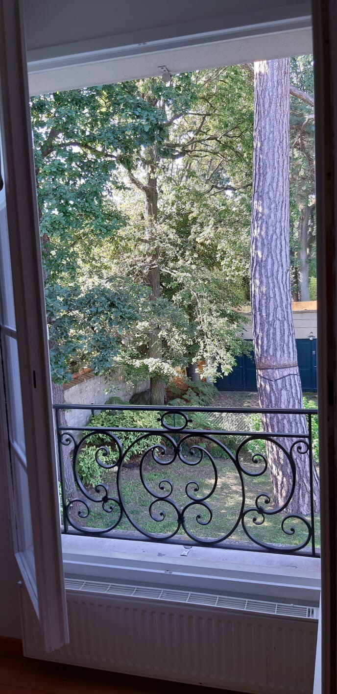 俯瞰树木茂密花园的房间
