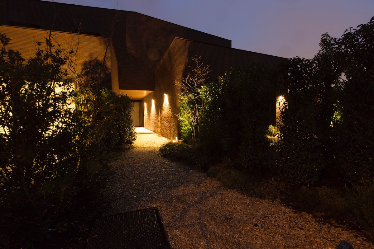 A carbon neutral house in a landscaped park