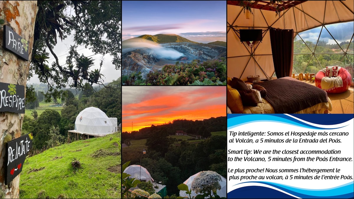Domo豪华露营，壮丽景观， Poas火山。
