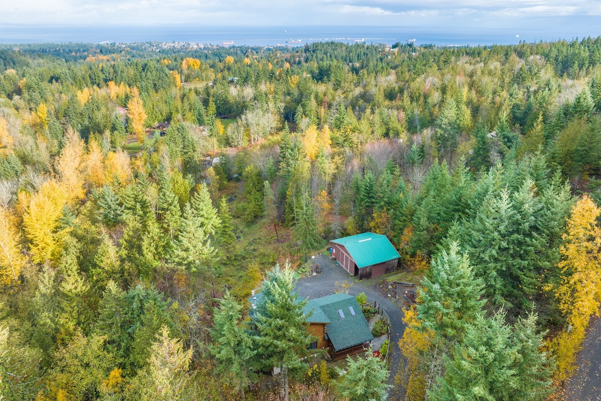 Private ocean view cabin by ONP; hot tub/gameroom