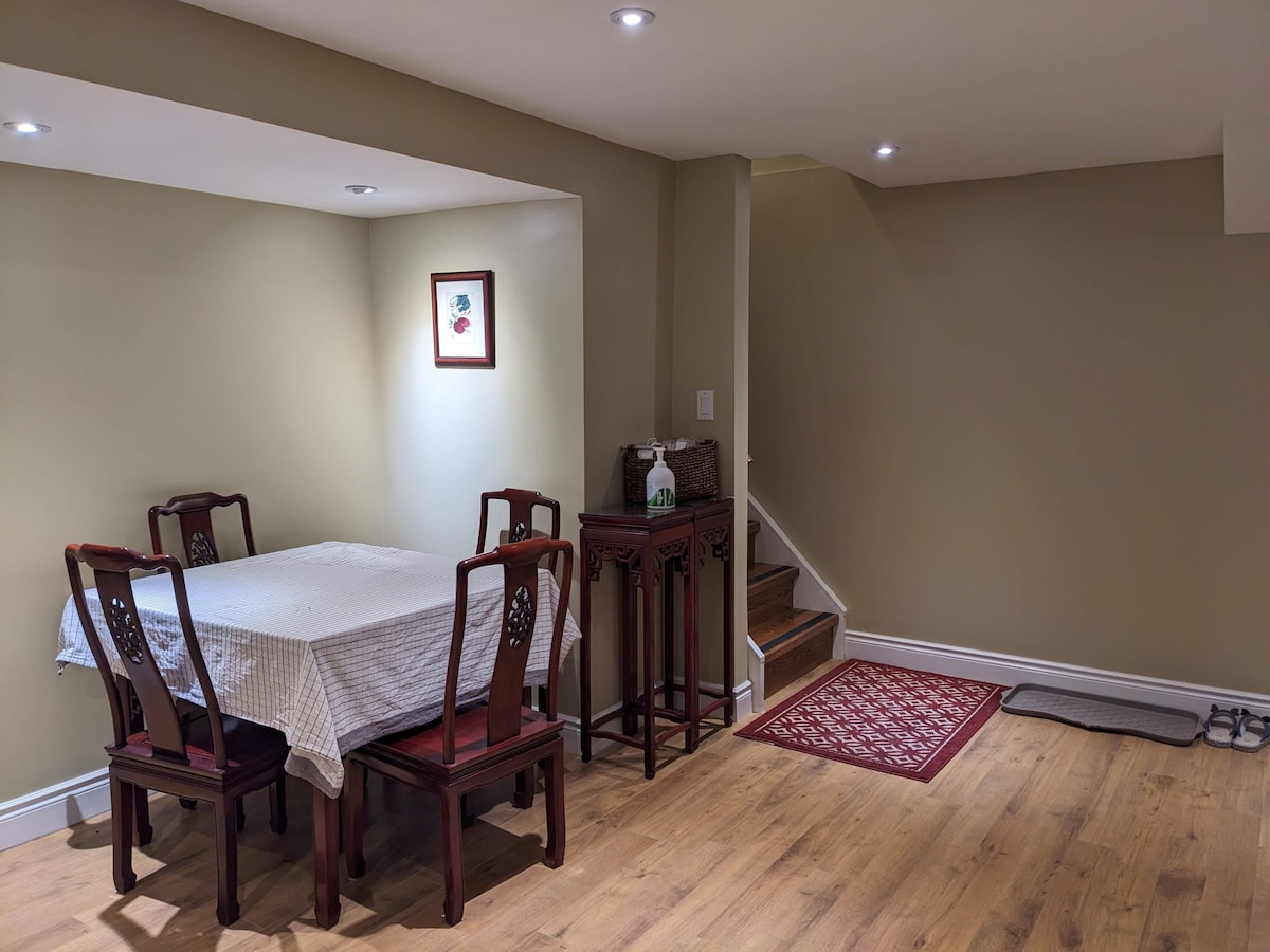 Cozy and Clean Basement Space with Light