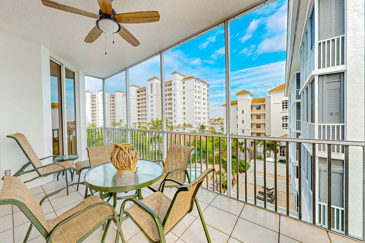 3BR water view condo with pool, balcony, & grill
