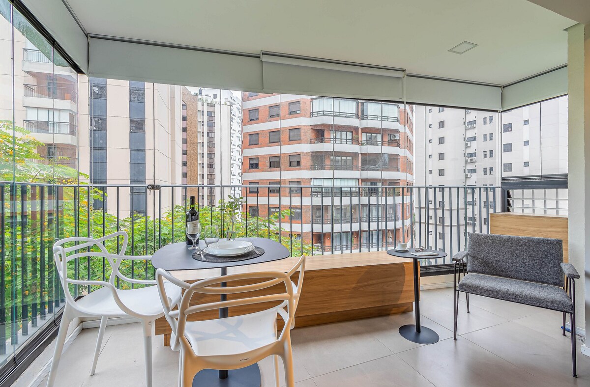 Pq Ibirapuera附近带阳台的新单间公寓