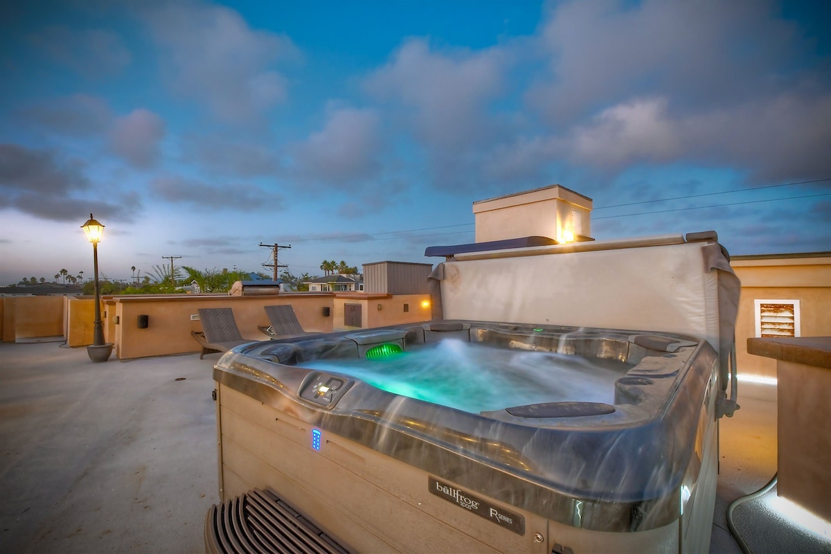 Oceanview, Rooftop Hot tub, Firepit, BBQ, Games