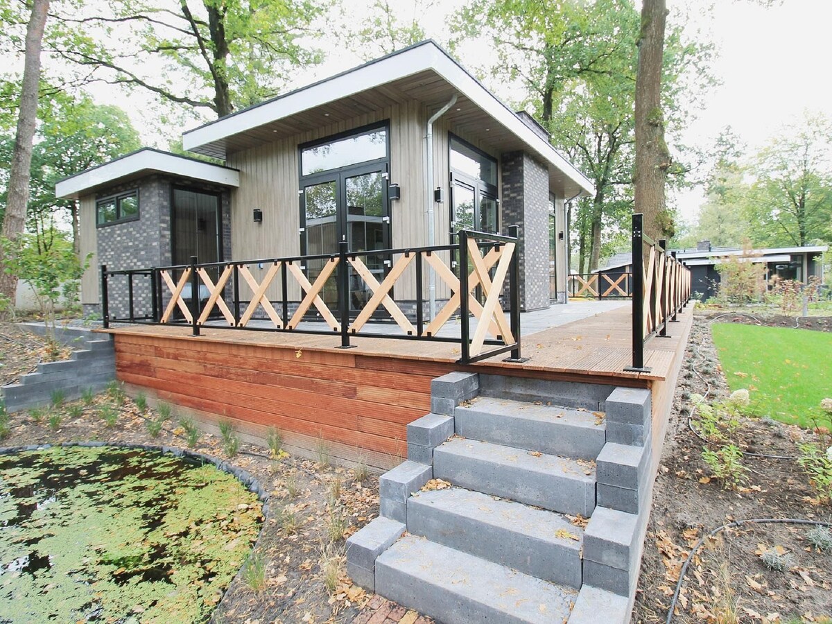 Modern holiday home with decorative fireplace