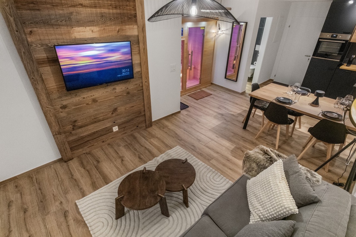 Appartement rénové avec vue panoramique et sauna