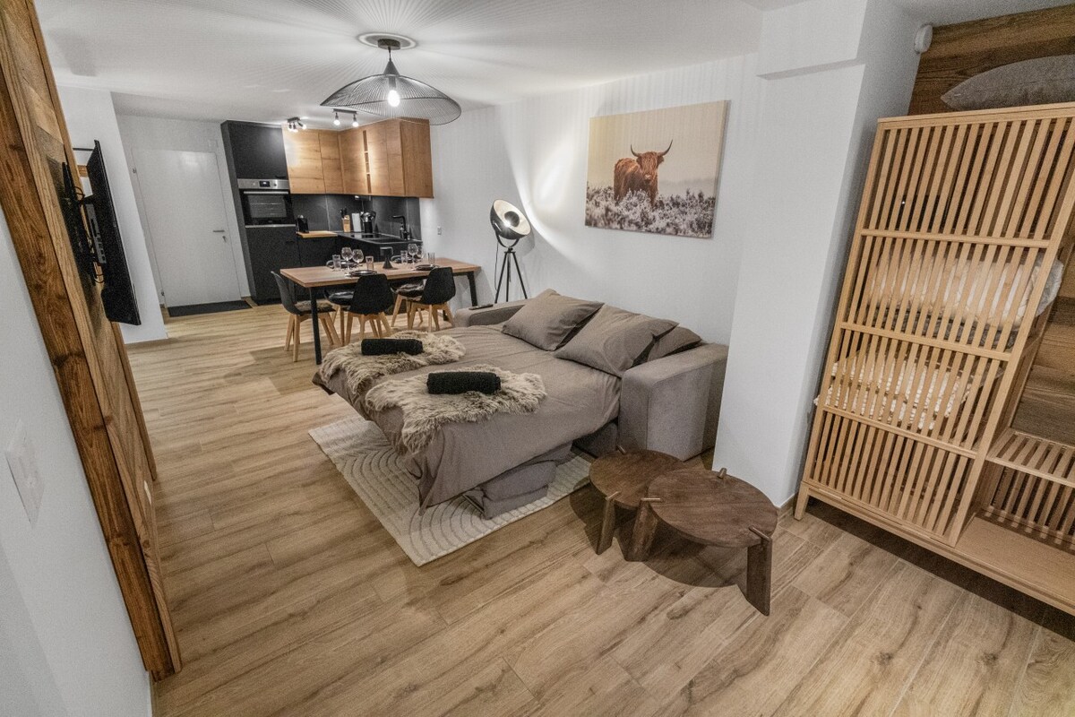 Appartement rénové avec vue panoramique et sauna