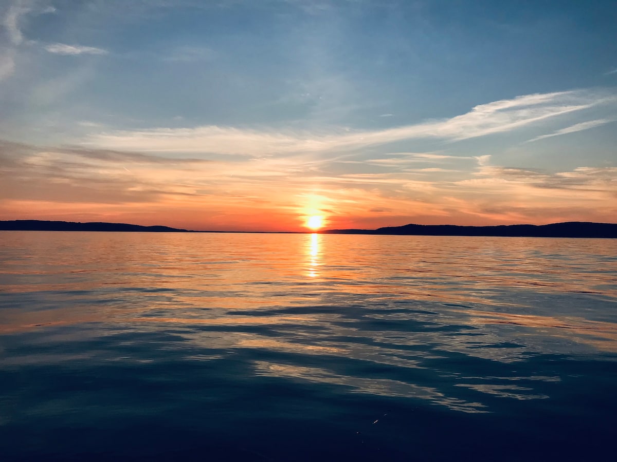 Gorgeous Sunsets at Crystal Lake Waterfront Home