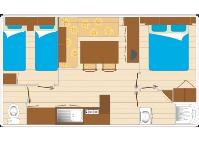3 Room Mobile Home 4/6 People + TV
