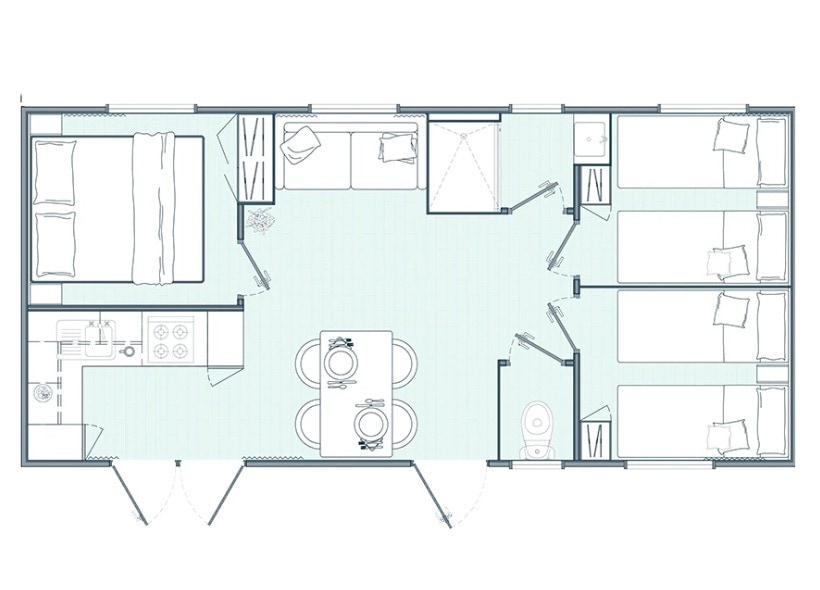 Mobile Home 4 Rooms 6 People Air Conditioned + TV