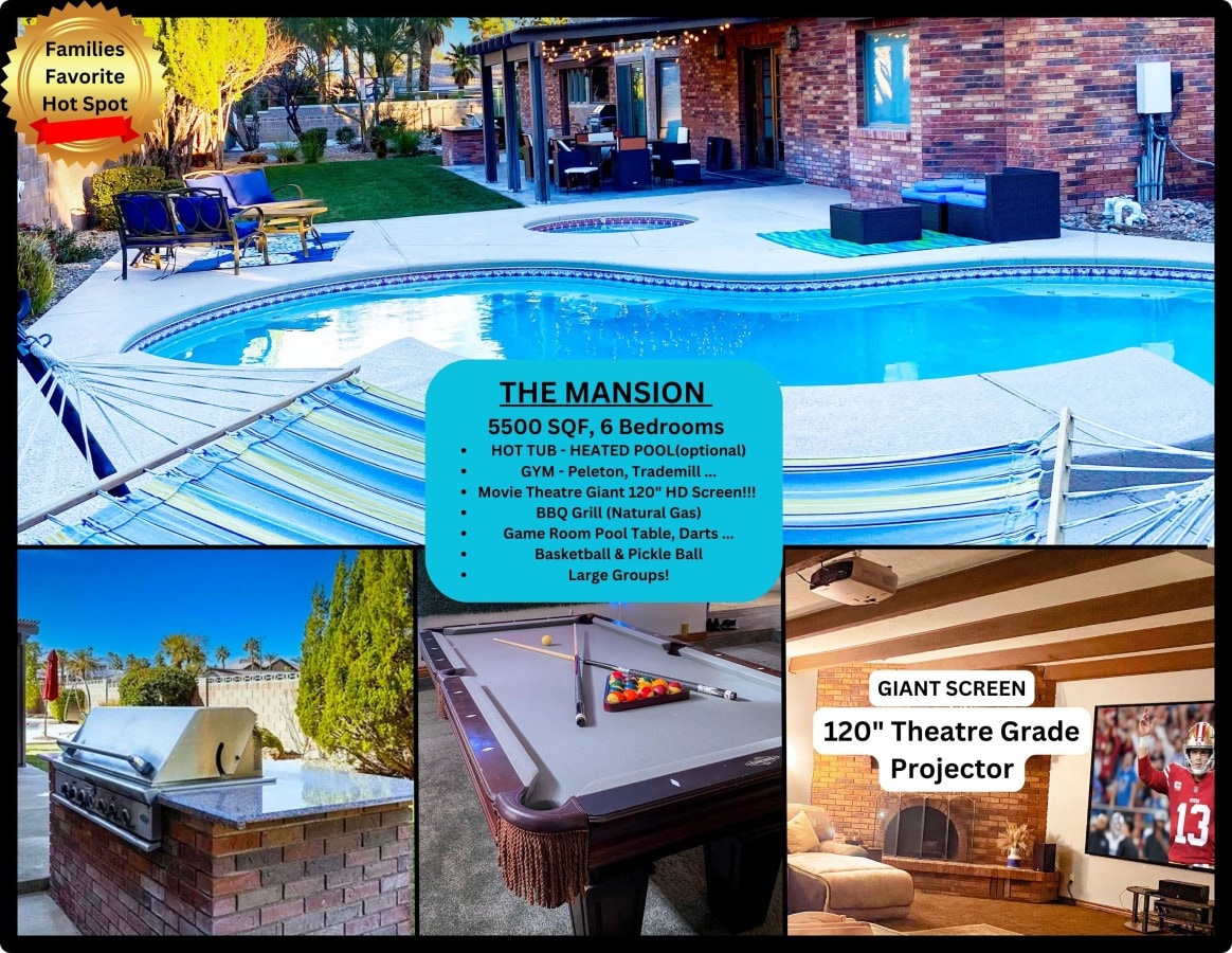 5500 SQFT Mansion 6Bd/6B Pool/Spa, Basketball, Gym