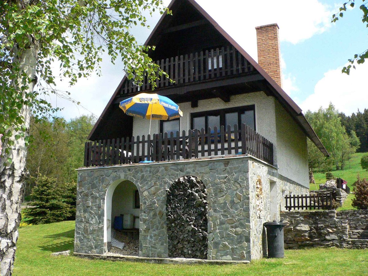 Holiday home at the forest with fireplace and bill