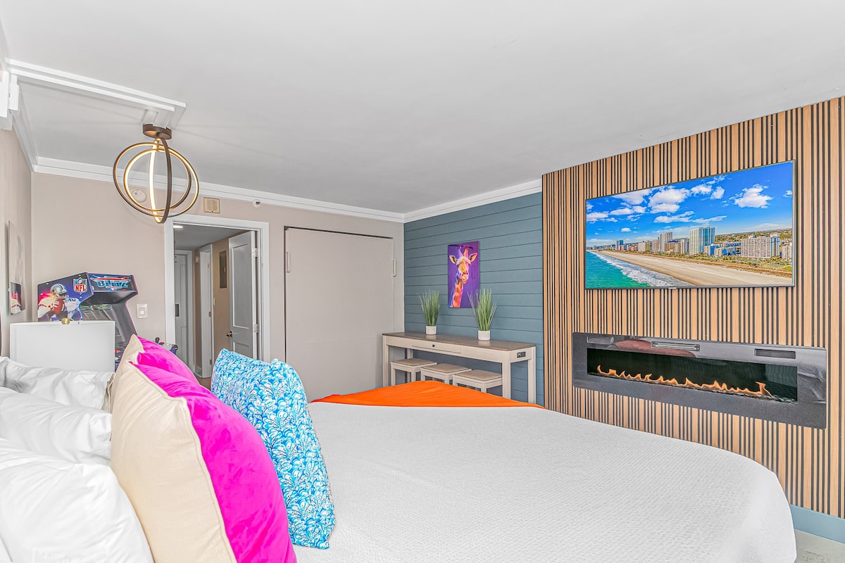 Oceanfront Suite with LED Fireplace and More!