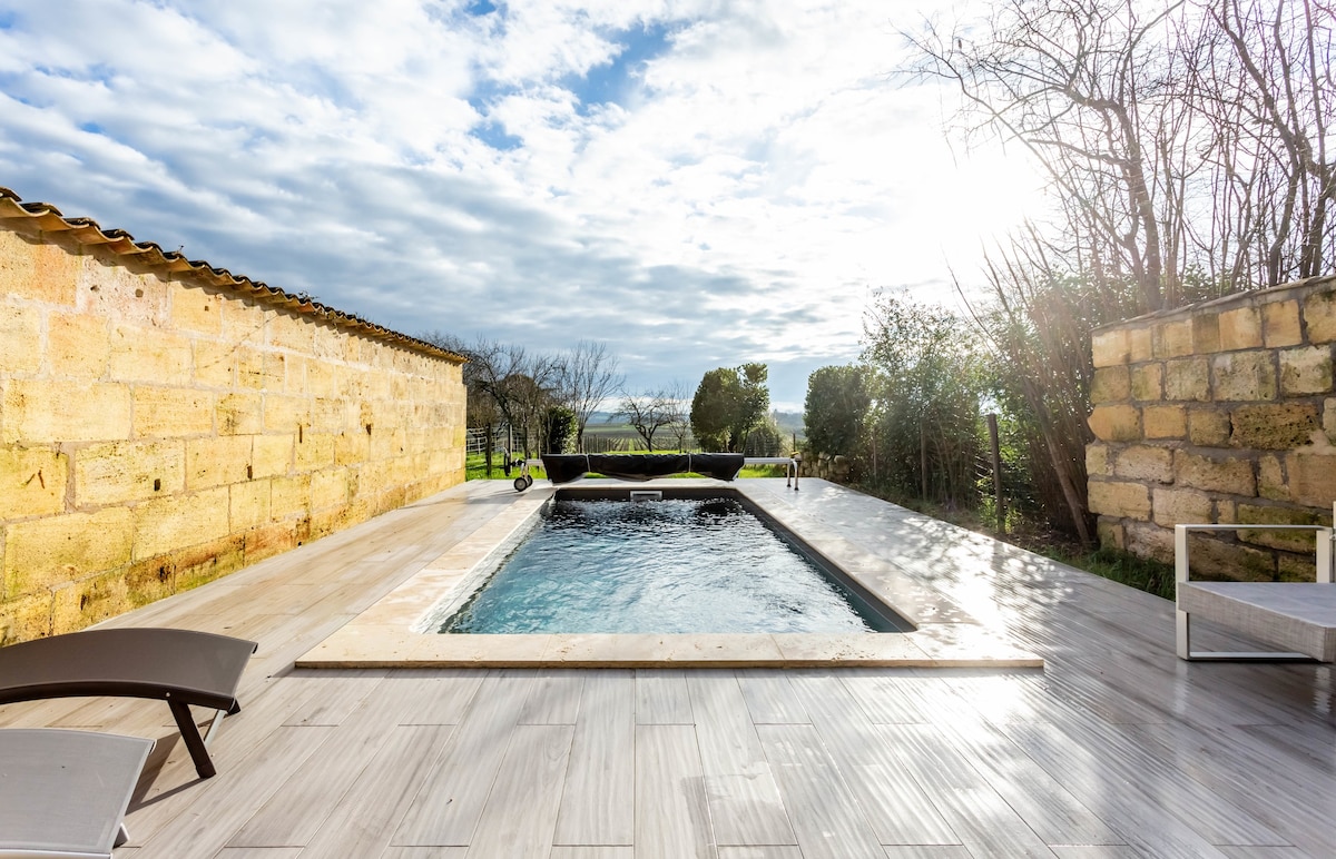 Vacation home with swimming pool and vineyard view