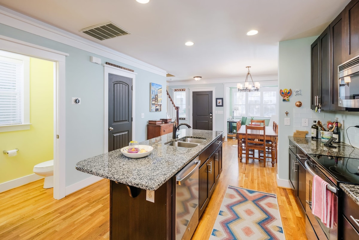 Eclectic 3BR Steps to Main Street with a Patio