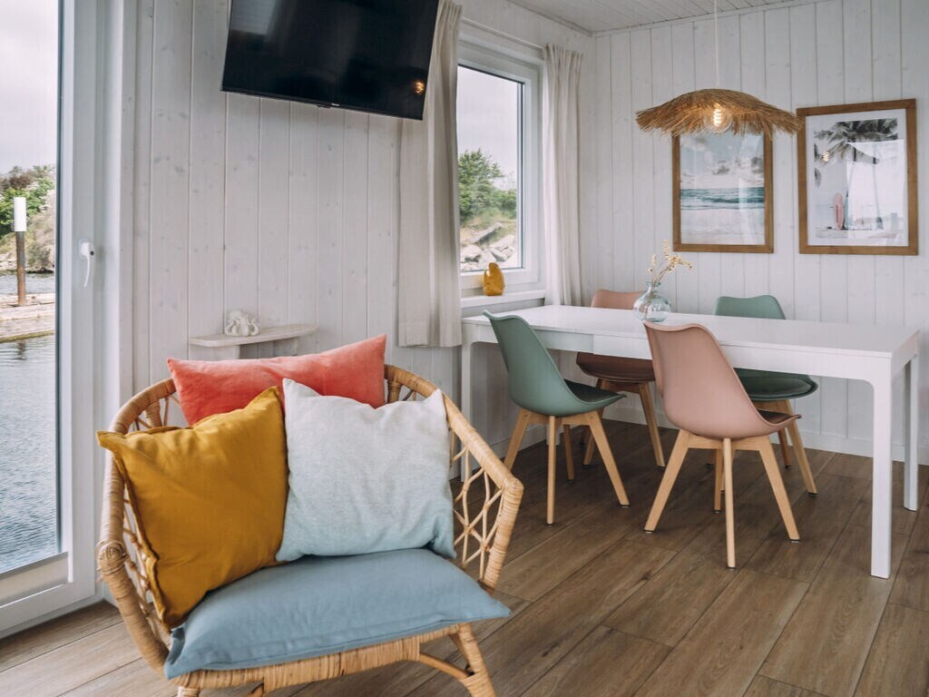 Attractive houseboat on the lake