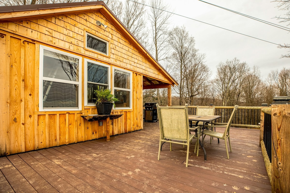 Dog-friendly cabin with deck plus hot tub access