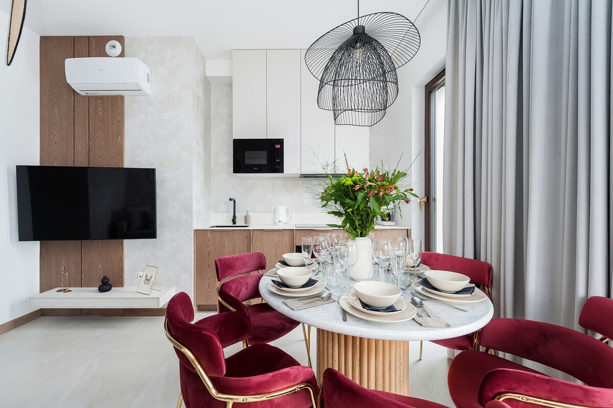 Unique interiors in a modern seaside marina