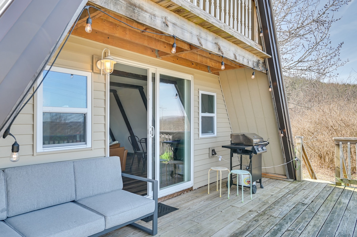 A-Frame Catskills Cabin w/ Scenic Views + Hot Tub!