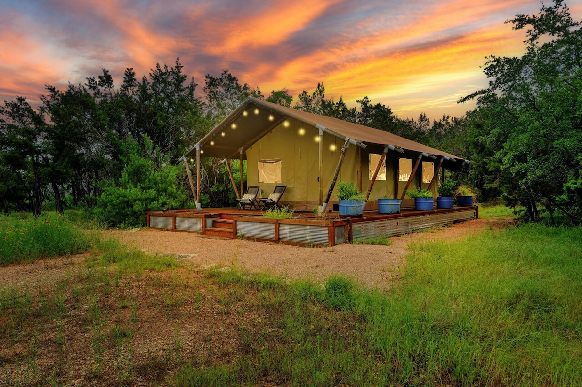 Safari Tent- Sleeps 2 w/ Covered Pavilion + Pool!