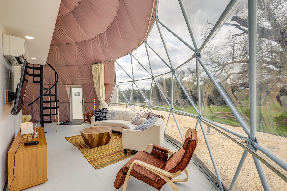 Unique Hill Country Glamping Dome w/ Fire Pit