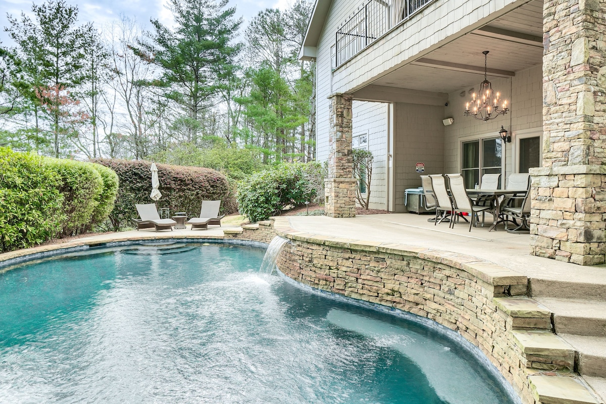 High-End Helen Home: Heated Pool, Fire Pit + Views