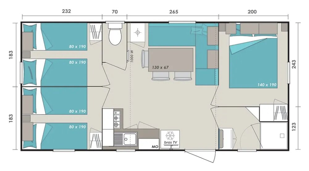 Mobil Home Poplar 4 Rooms 6 People Air Conditioned