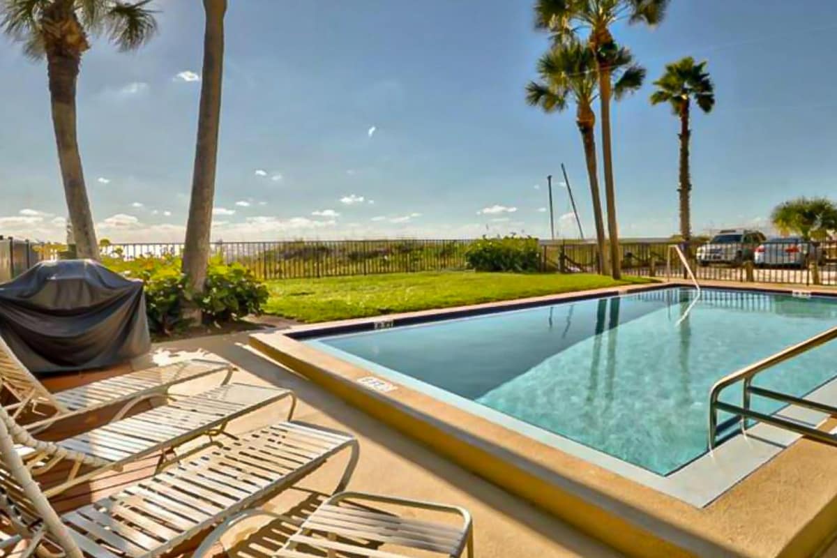 3BR gulf-front condo with heated pool & balcony