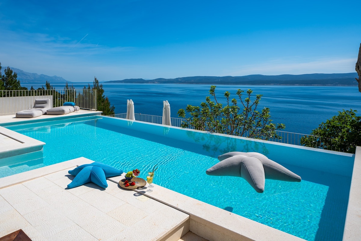 New! Seaview villa Agata with heated infinity pool