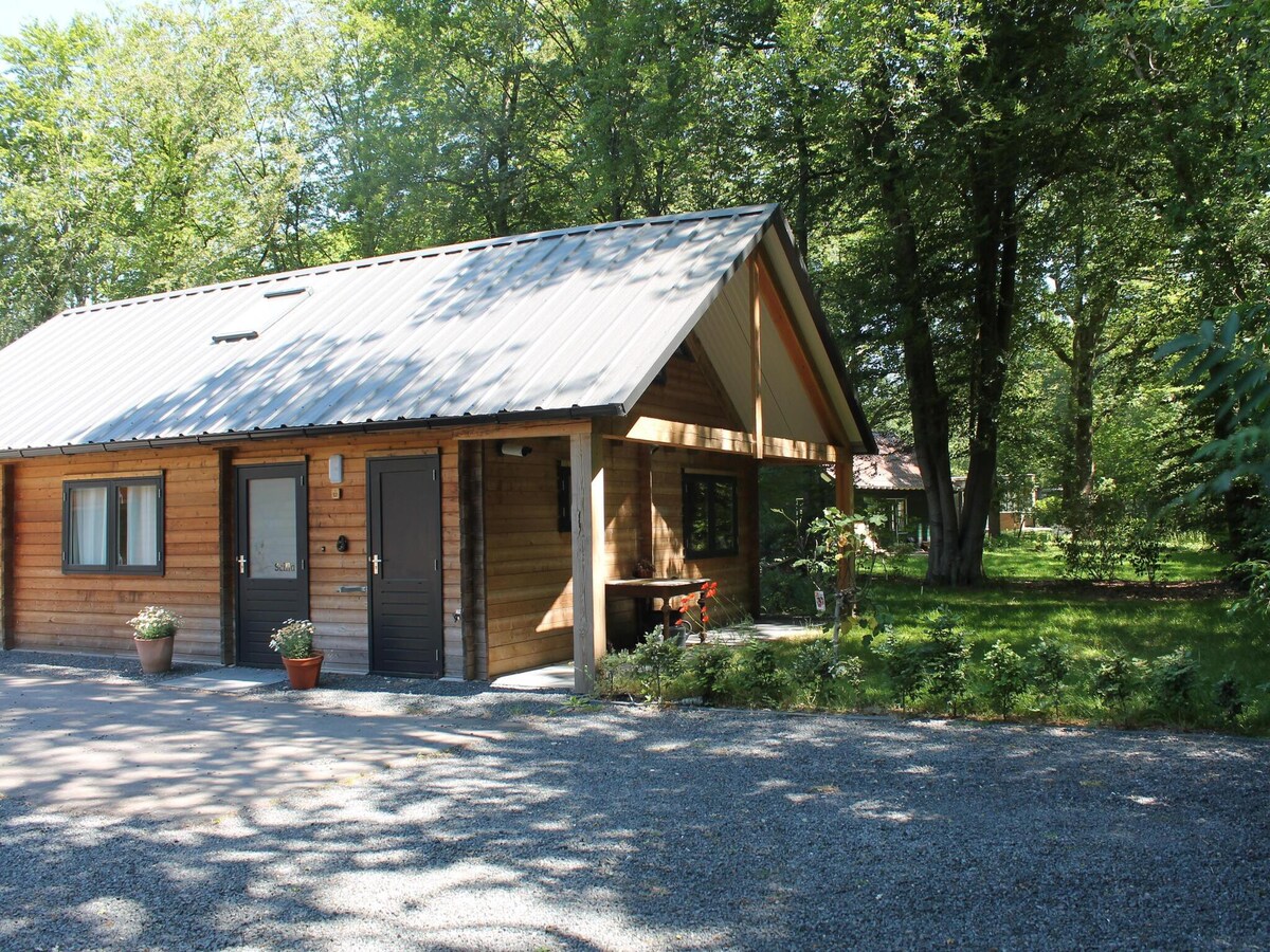 Nice wooden house on the edge of the forest