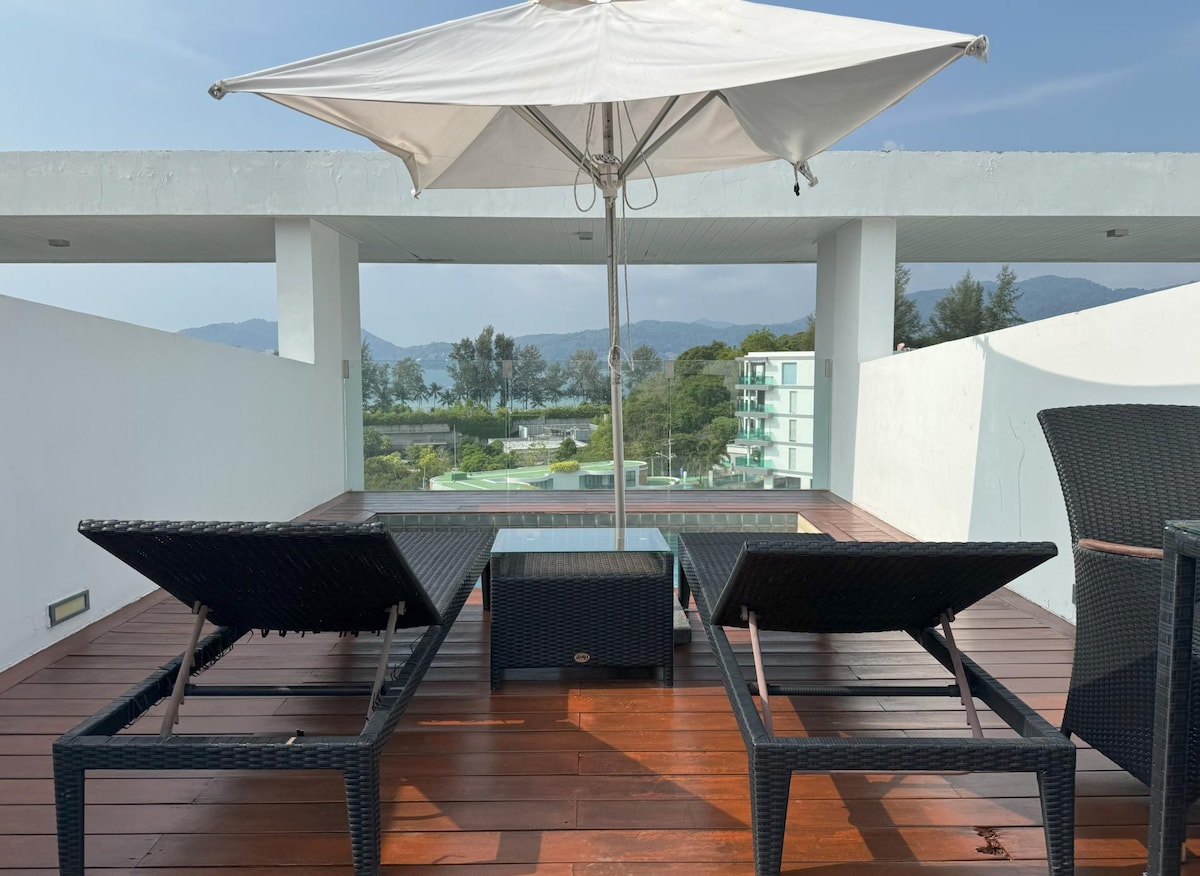 Unique sea view studio with private terrace & pool