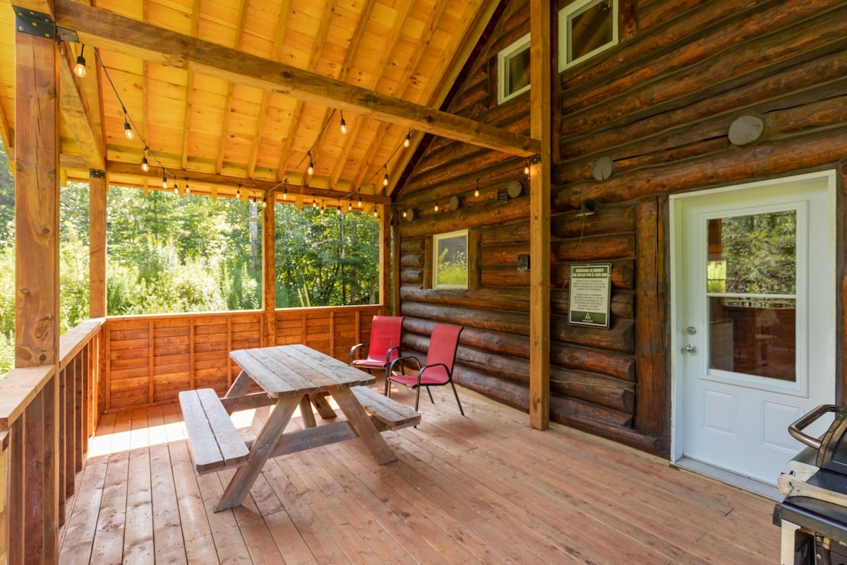 木屋，可通往湖泊的圆木度假木屋
