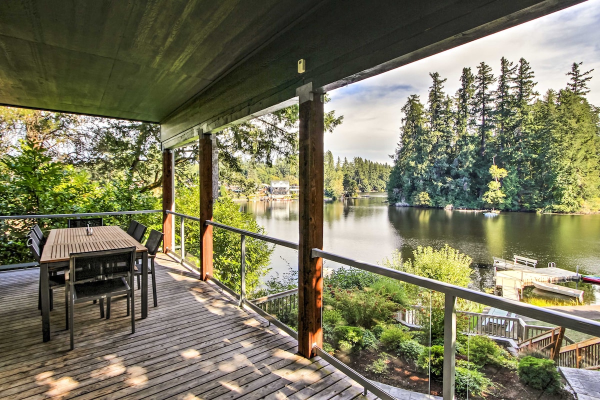 Lakefront Olympia Home w/ Private Dock + Views!