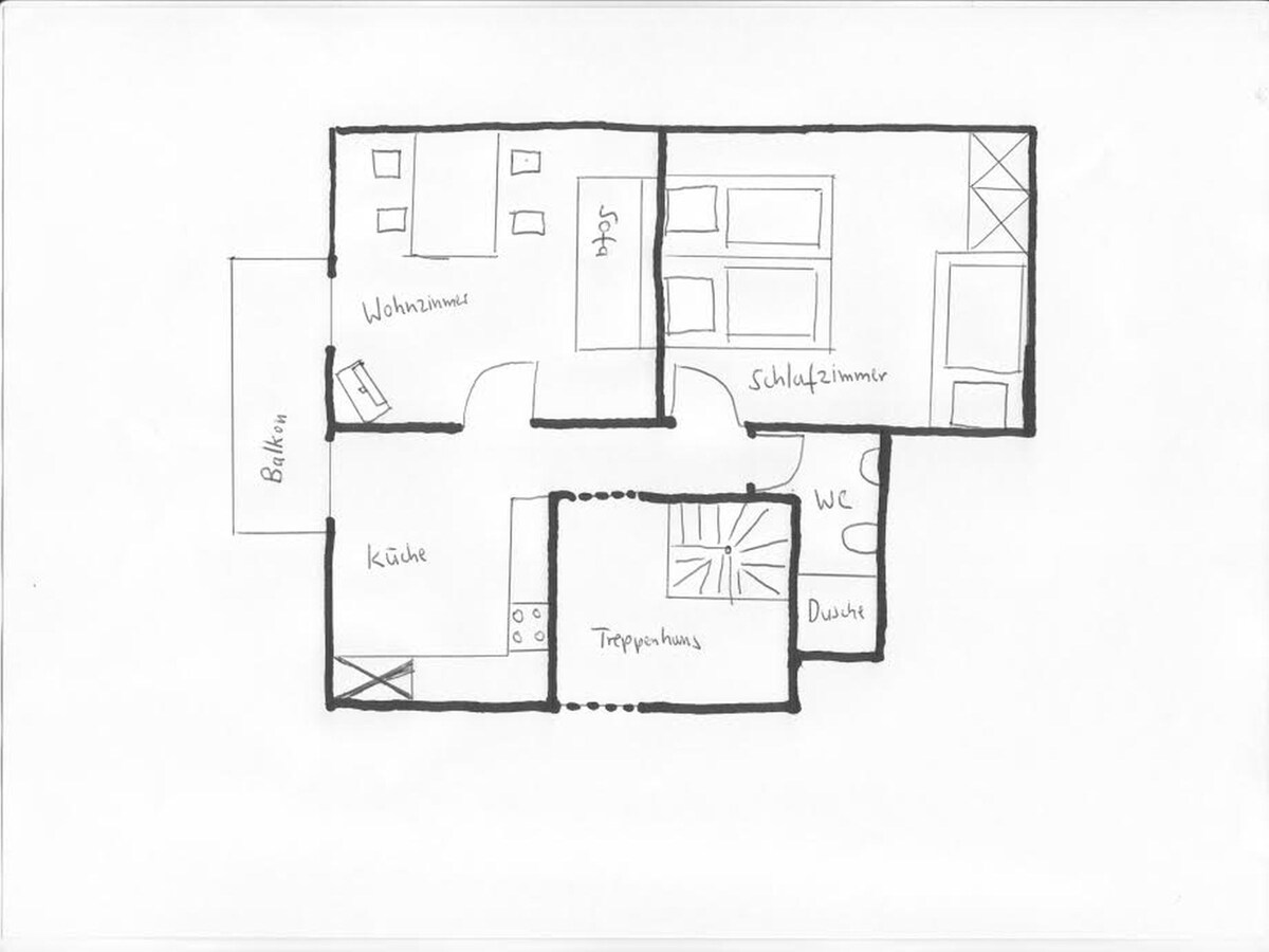 Klausseppenhof, (Oberwolfach), Ferienwohnung 1, 45qm, 1 Schlafzimmer, max. 4 Personen