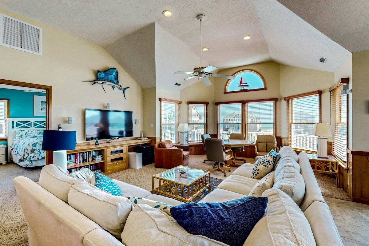 Oceanview 6BR with beach access, pool & game room