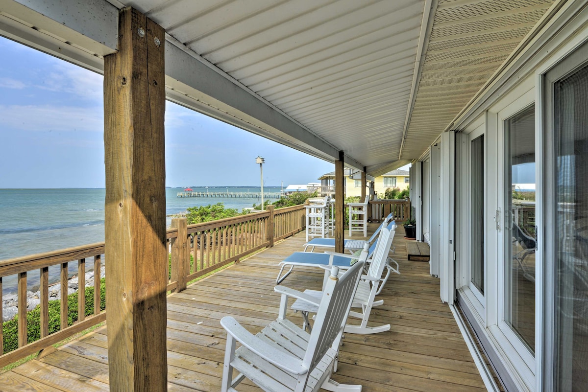 Waterfront Harkers Island Home: Sunset View & Dock