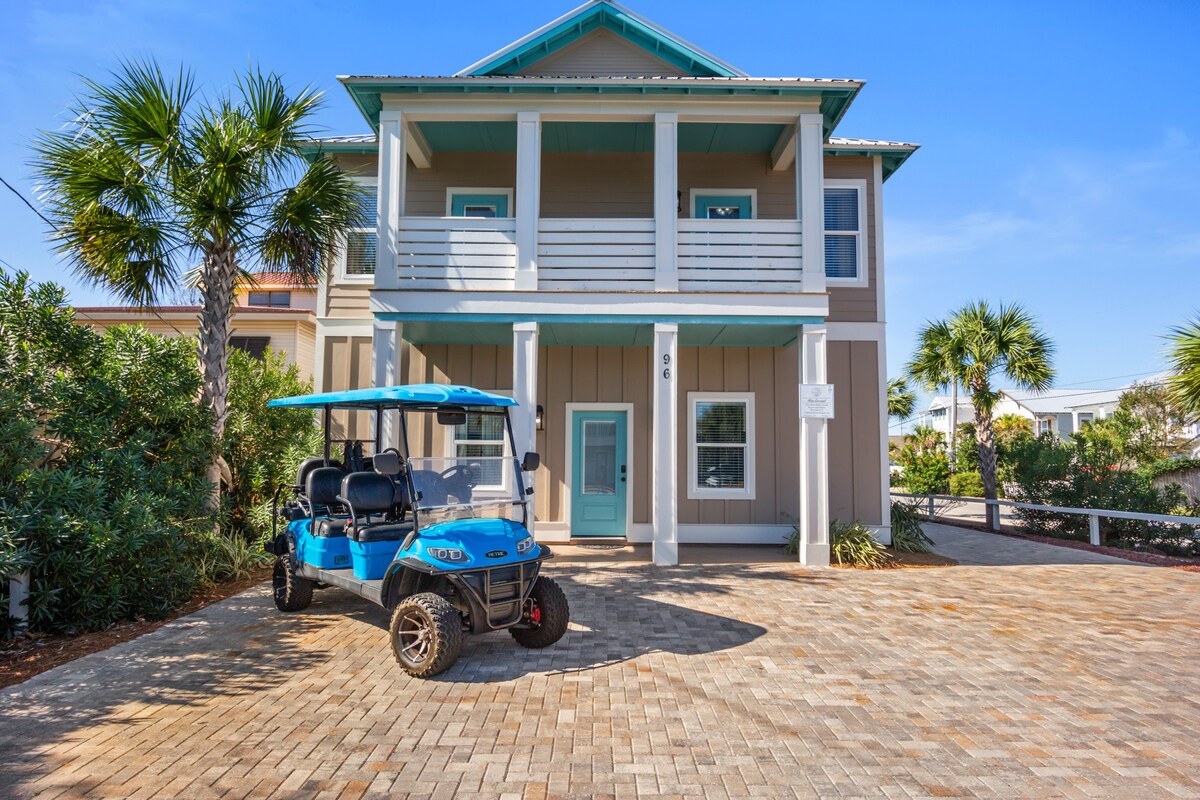 Upscale Home, Pool,6 Seat Golf Cart 2 Min to Beach