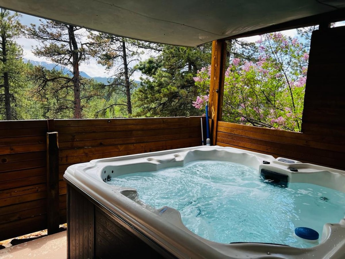 全新桑拿和私人热水浴缸，俯瞰派克峰