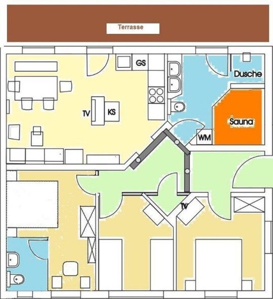 可容纳7位房客的公寓，面积86平方米，位于Trassenheide （ 128852 ）