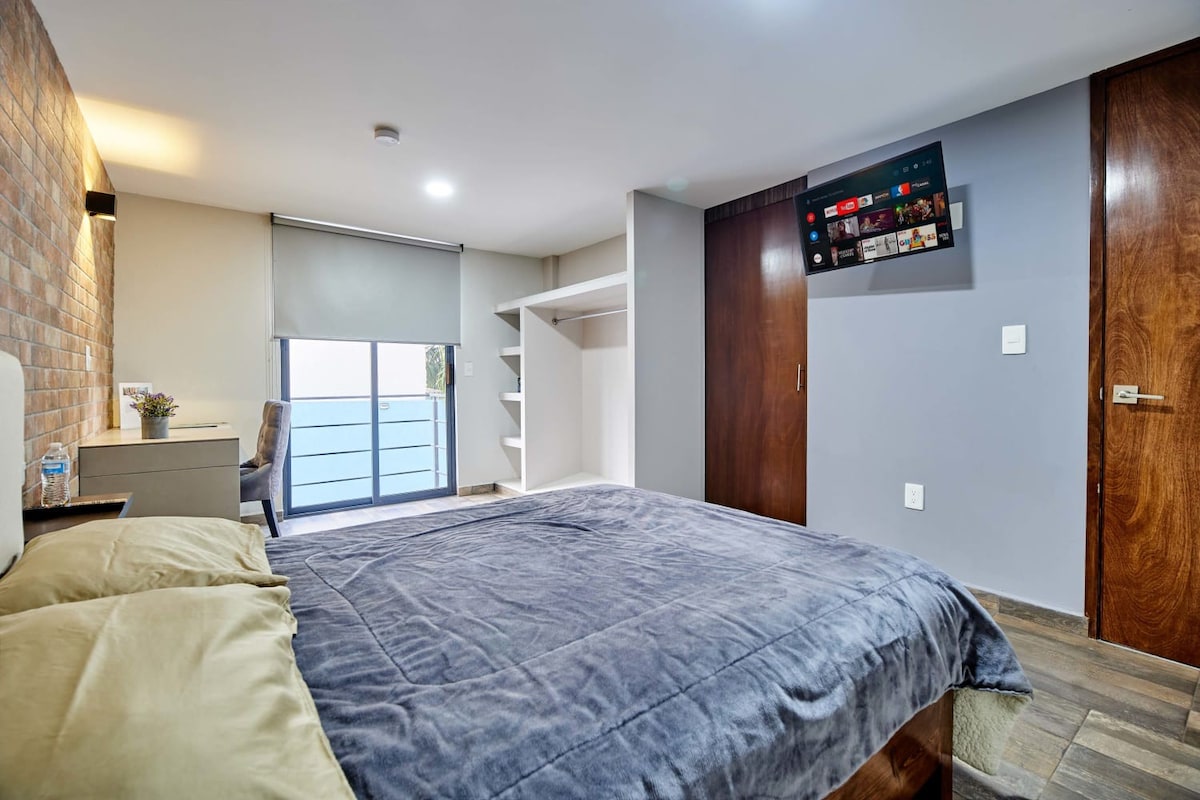 Modern bedroom for students + Terrace & BBQ